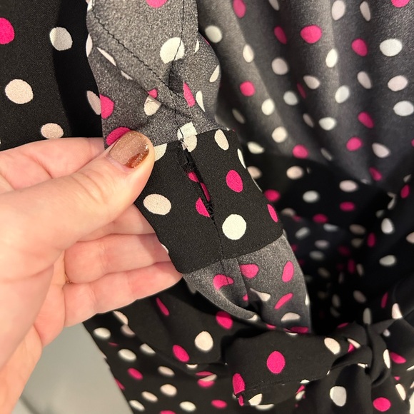Kate Spade Glimmer Dot Wrap Dress Black Multi Size Medium FLAWED Designer S0767 - Picture 10 of 13